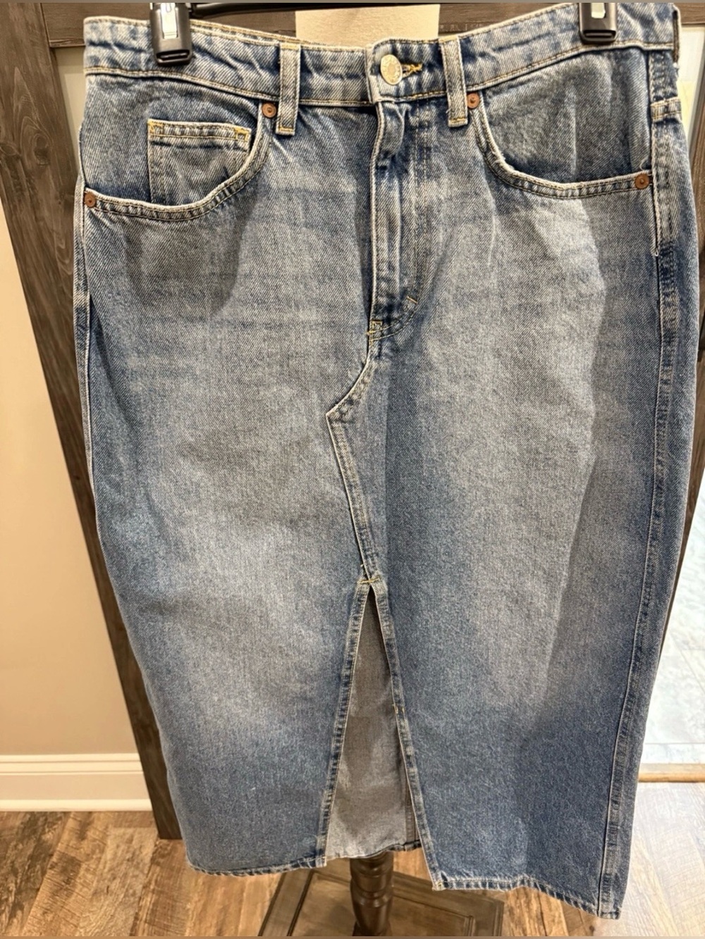 MNG Light Blue Straight Denim Skirt-Style Jean Skirt Size Medium
